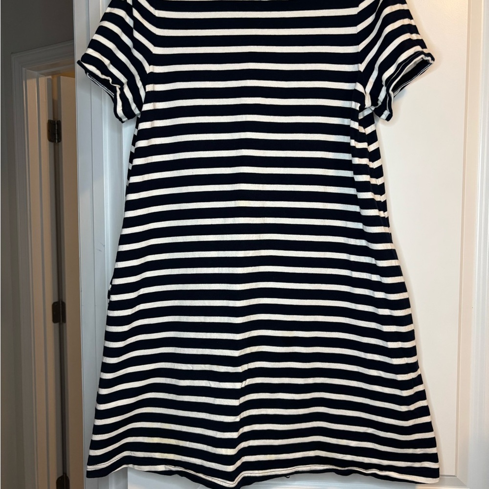 Kate Spade Navy and White Striped Dress Zip Back A-Line Size M Nautical